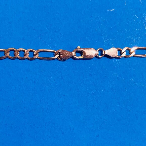 Estate Sale 925 Sterling Silver Vintage Necklace Figaro Links Chain 18" - Picture 7 of 14